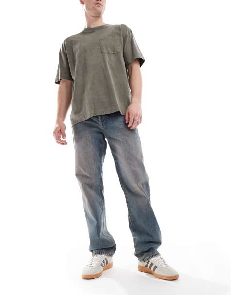 Dr Denim Dash regular fit straight leg in stray sky peach distressed wash