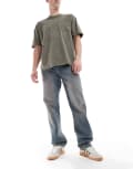 [Dr Denim] Dr Denim Dash regular fit straight leg in stray sky peach distressed wash-Blue W36 L32 Darkwash blue