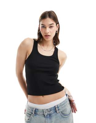 Dr Denim Dr Denim Demi essential slim fit full length scoop neck top in black