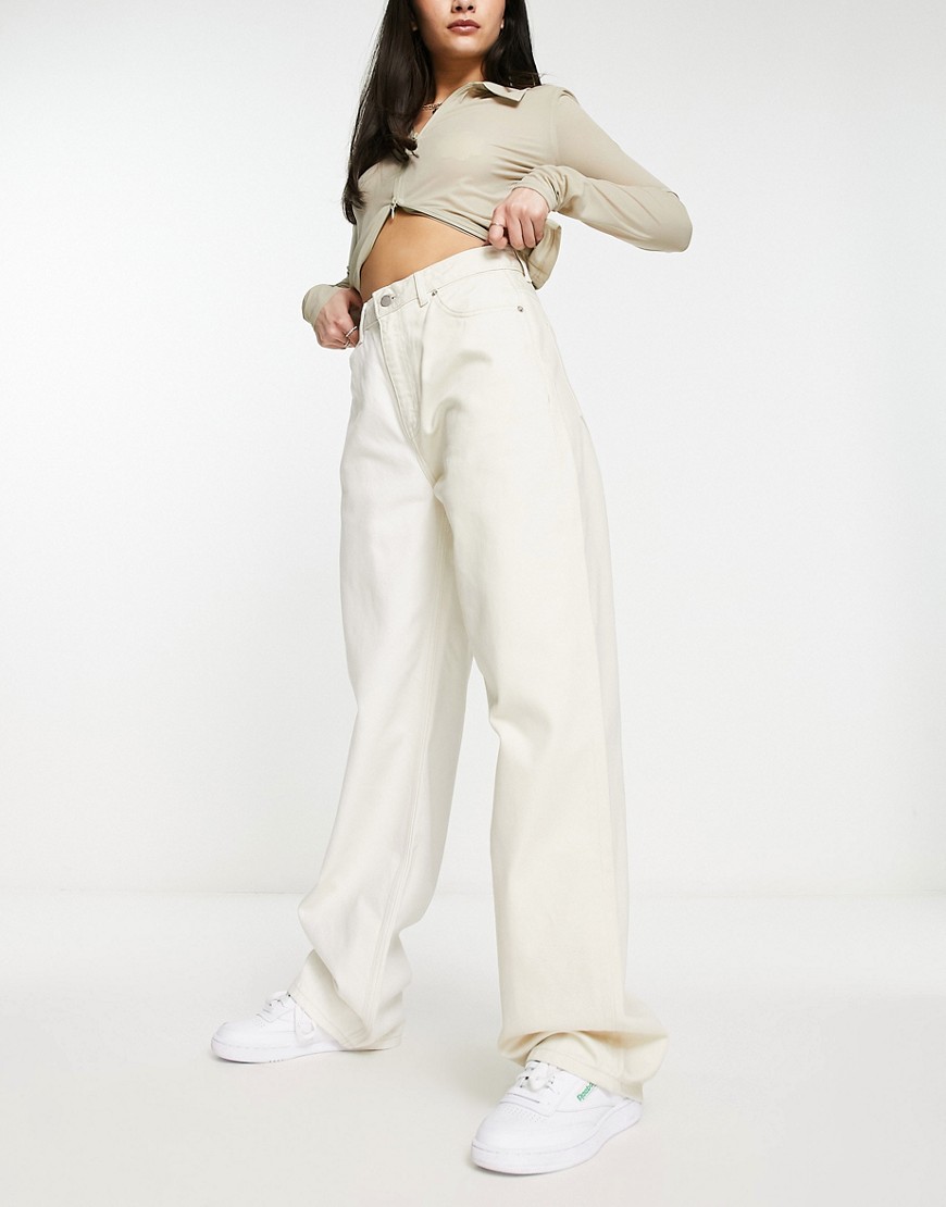 Donna high rise straight leg jeans in two tone white