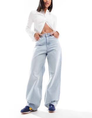 Dr Denim - Donna - Locker sitzende, weite Boyfriend-Jeans in hellblauer Stream-Waschung mit Liquid-Coating