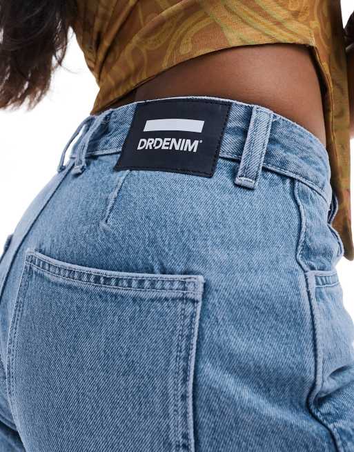 Dr Denim Donna multi modular cargo relaxed fit high waist straight leg jeans in stream sky retro wash, 3 of 5