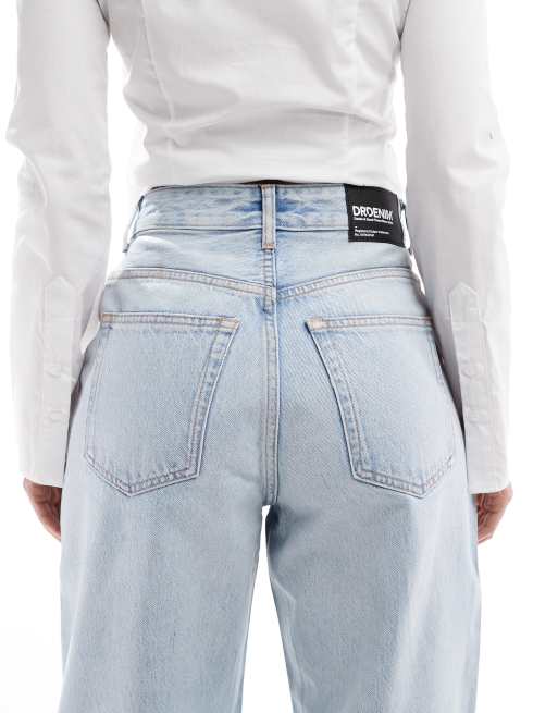 Dr Denim Donna relaxed fit baggy boyfriend jeans in stream light blue wash with liquid coating
