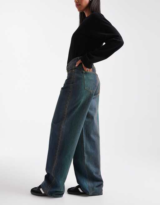 Dr Denim Donna relaxed fit wide straight leg jeans in multi stream darkwash blue, 3 of 5