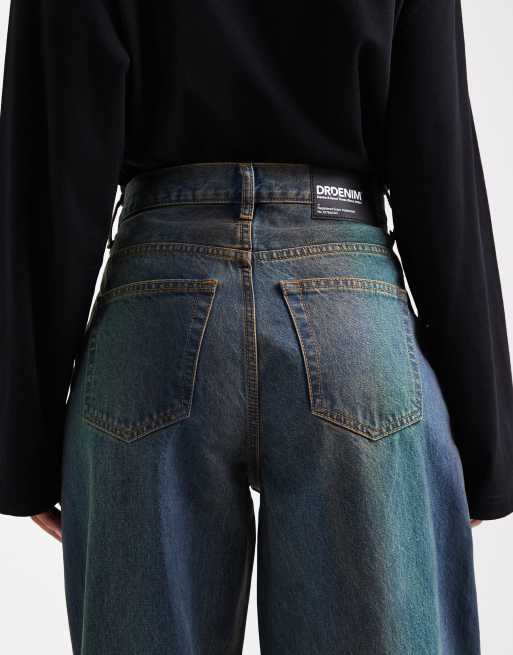 Dr Denim Donna relaxed fit wide straight leg jeans in multi stream darkwash blue, 4 of 5