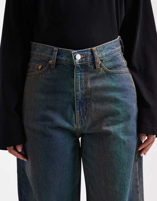 Dr Denim Donna relaxed fit wide straight leg jeans in multi stream darkwash blue, 5 of 5