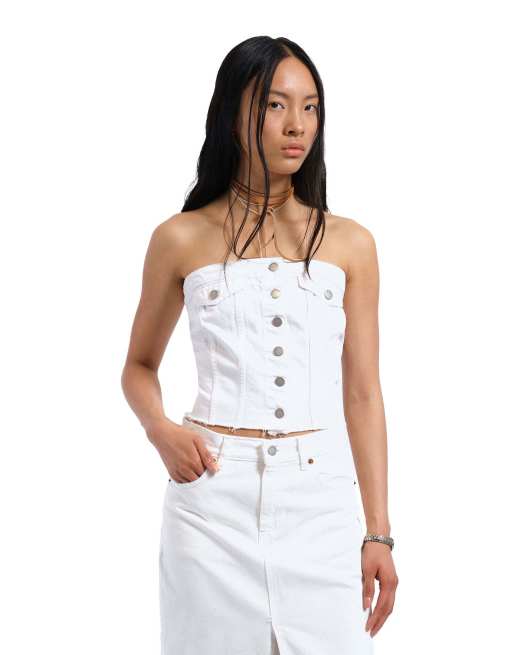Dr Denim Dr. denim carli tube top - white in white, 6 of 7