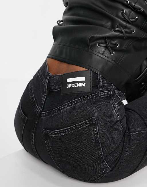 Dr Denim – Echo – Czarne sprane jeansy z prostymi nogawkami i podwyższonym stanem w stylu retro, 3 z 4