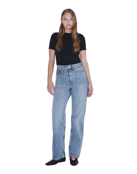 Dr Denim Echo high rise straight leg jeans in light blue - view 1
