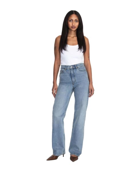 Dr Denim Echo high rise straight stretch jeans in light blue - view 1