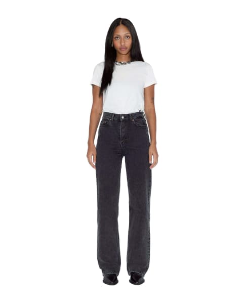 Dr Denim Echo high straight jeans in black - view 1