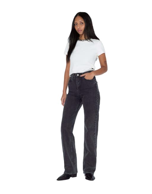 Dr Denim Echo high straight jeans in black, 4 of 7