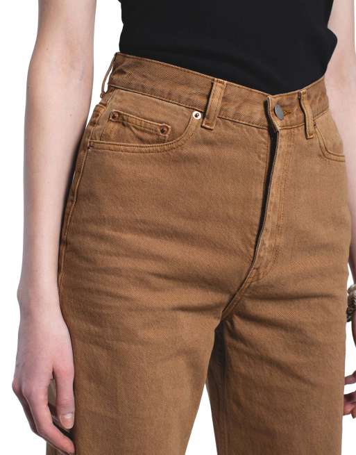 Dr Denim Echo high straight jeans in brown, 3 of 7