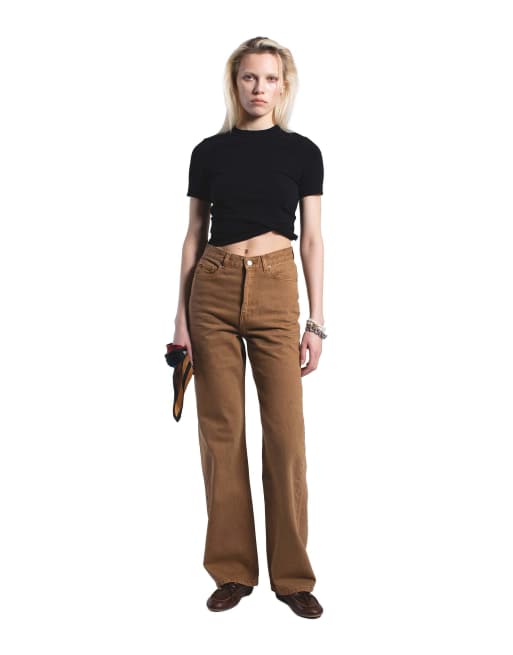 Dr Denim Echo high straight jeans in brown, 6 of 7