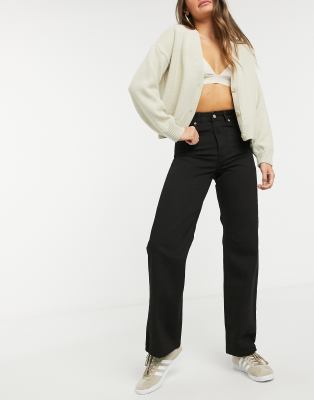 Dr Denim Echo high waist wide leg jeans in black