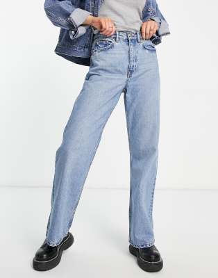 Dr Denim - Echo - Jeans in heller Waschung mit superhohem Bund und weitem Bein-Blau