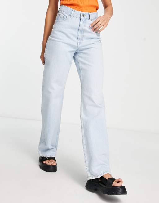 Dr Denim - Echo - Jeans met superhoge taille en wijde pijpen in blauw met lichte wassing