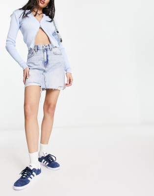 Dr Denim Dr Denim Echo mini denim skirt with raw hem in light blue
