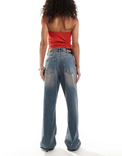 Dr Denim Echo regular fit straight leg in stray sky/peach distressed wash, 2 of 5