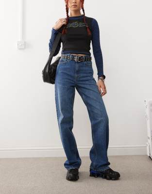 Dr Denim Echo regular fit straight leg jeans in mid blue