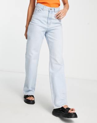 Dr Denim Echo Sky High Wide Leg Jeans In Light Wash Blue