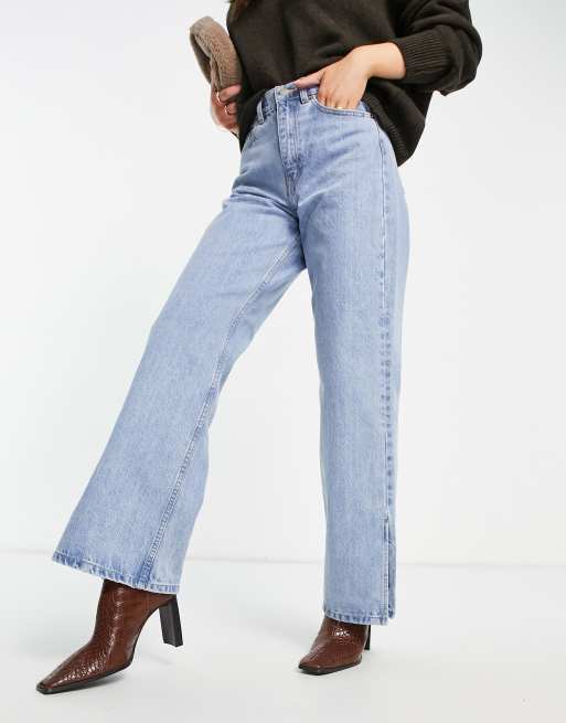 Dr Denim Echo sky high wide leg jeans with side slit in light retro | ASOS