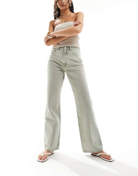 Dr Denim Echo straight leg jeans in washed bean tint green wash - view 1