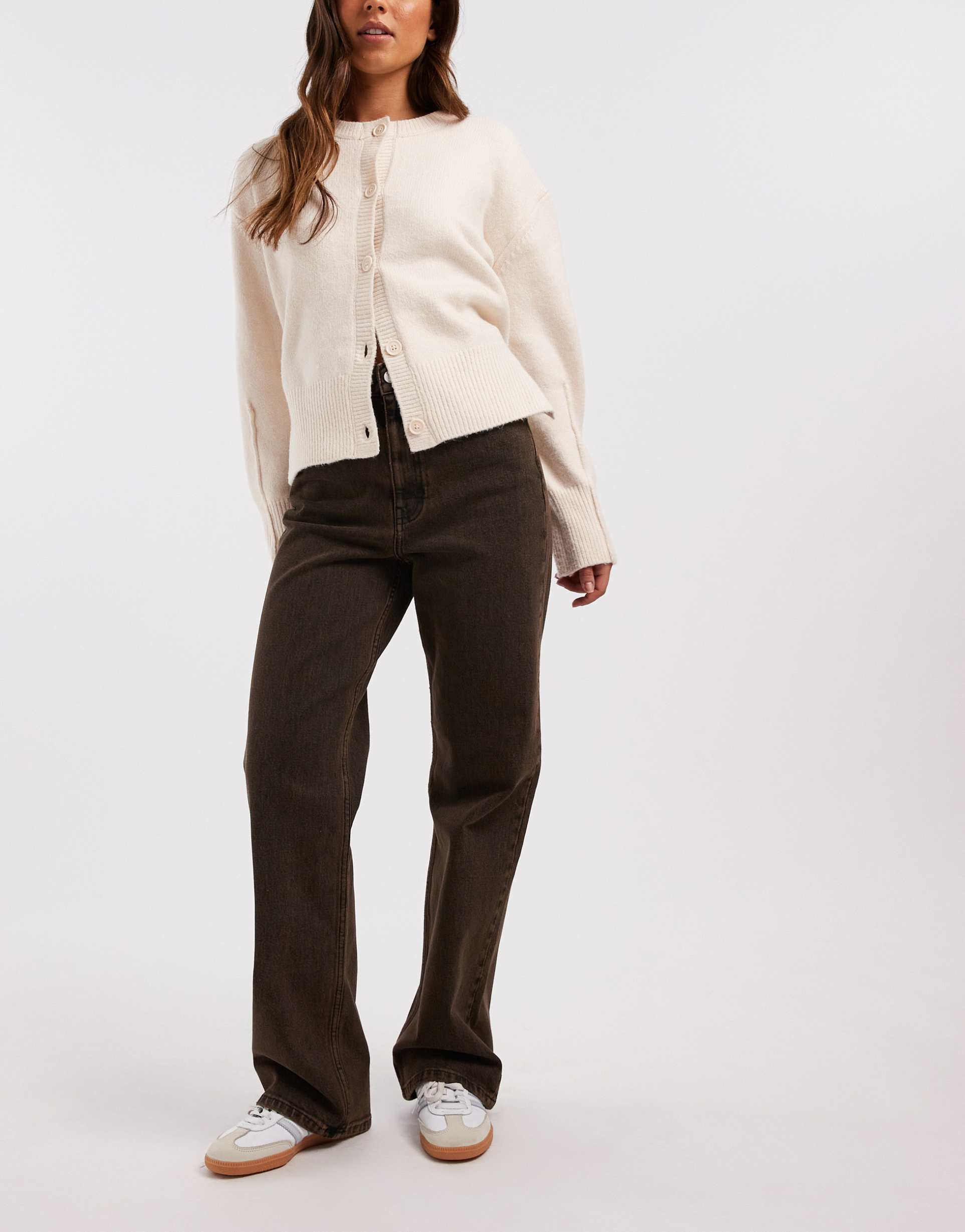 dr denim echo straight leg jeans in washed brown