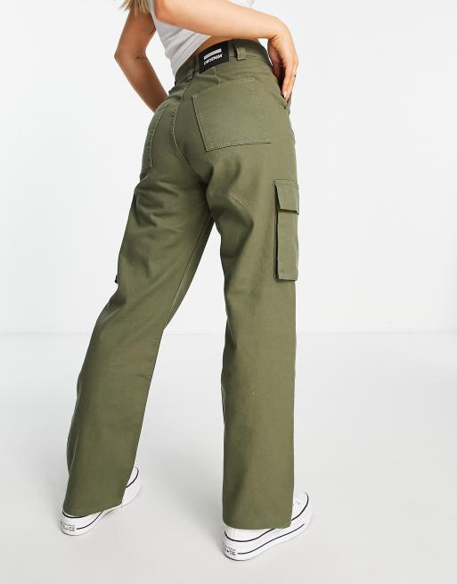 Elastic Waist Wide Leg Cargo Pants - Black / XS