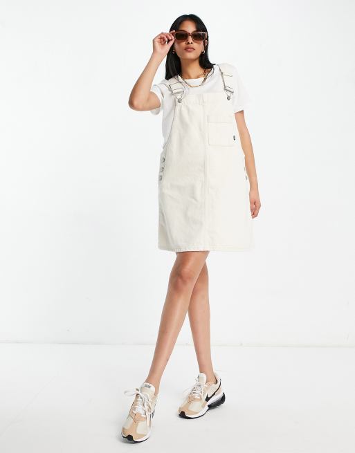 Dr Denim Effie overall dress in off white | ASOS