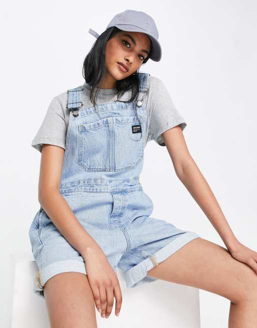 Dr Denim Eily denim playsuit in light wash blue