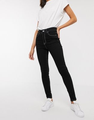 Dr Denim Erin skinny high rise ankle grazer jean with contrast ...