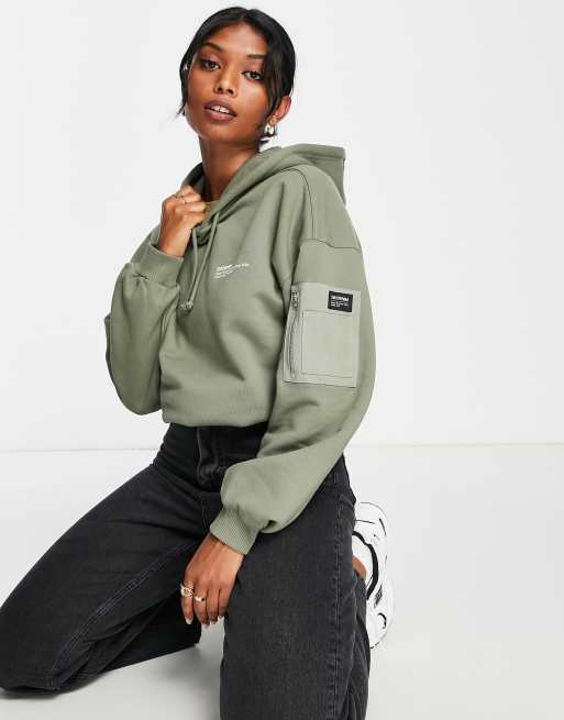 Dr Denim Estrid cargo hoodie in khaki