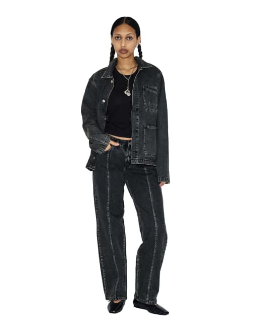 Dr Denim Evon worker jacket in black, 4 of 7