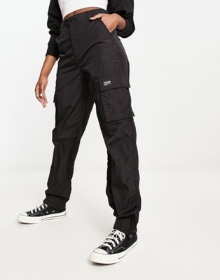 Dr Denim Faye nylon cargo trouser in black chrome - ASOS Price Checker