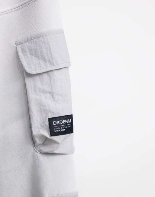 Dr Denim – Grå huvtröja i cargostil med fickor, 3 av 4