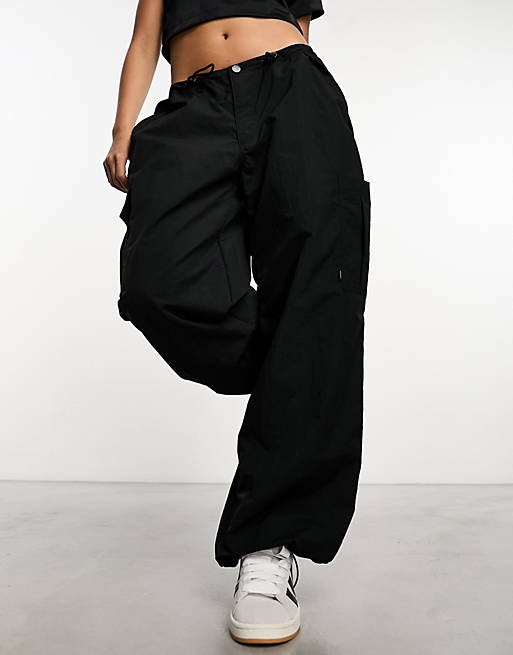 Dr Denim Hale nylon cargo pants in black | ASOS