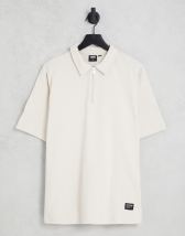 Topman essentials knitted zip polo in ecru | ASOS