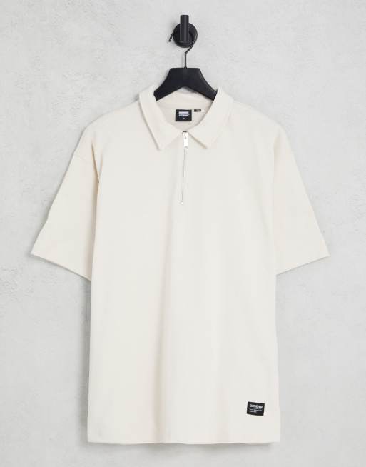 Dr Denim half zip relaxed fit polo in ecru | ASOS