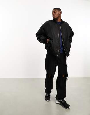 Dr Denim - Hector - Bomber oversize avec poche sur la manche - Noir