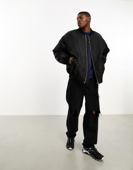 Dr Denim - Hector - Oversized bomberjack met zak op de mouw in zwart