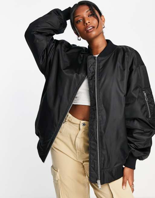 Dr Denim Hera bomber jacket in black | ASOS