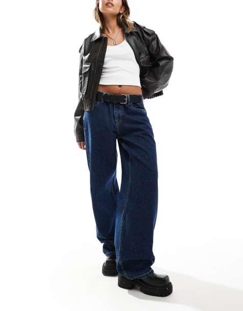 Dr Denim - Hill - Jean décontracté coupe droite ample à taille basse - Bleu galet foncé rétro délavé - view 1