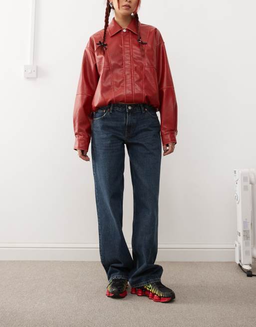 Dr Denim - Hill - Rechte jeans met wijde pijpen en lage taille in gedragen donker canyon