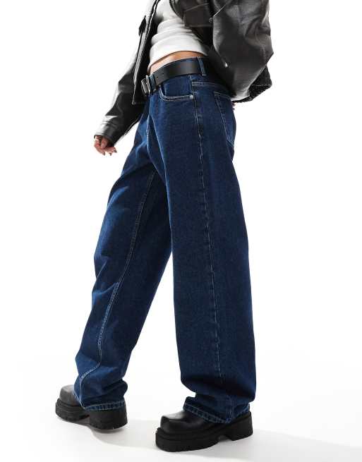 Dr Denim Hill relaxed fit low waist wide straight leg jeans in