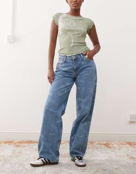 Dr Denim Hill relaxed fit low waist wide straight leg jeans in stream sky retro anniversary - view 1