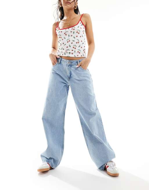 Dr Denim - Hill - Ruimvallende jeans met wijde rechte pijpen, lage taille in lichtblauwe retro wassing