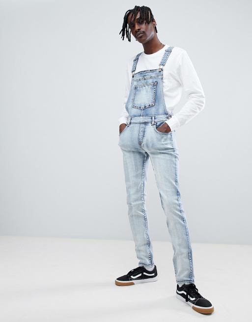 Dr Denim ira skinny dungaree jeans in blue stone light wash | ASOS