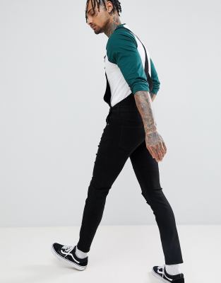 dr denim ira skinny overall jeans in black