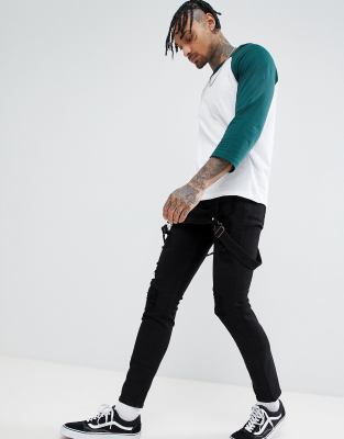 dr denim ira skinny overall jeans in black